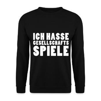 Ich hasse Gesellschaftsspiele - Anti Spieleabend - Unisex Pullover - Schwarz - Vorne - Alina (178cm) & Michal (187cm)