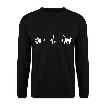 Katze Katzenhaar Mietzekatze Katzenleben Samtpfote - Unisex Pullover - Schwarz - Vorne - Alina (178cm) & Michal (187cm)