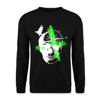 Totenkopf Trash Polka Grün - Unisex Pullover - Schwarz - Vorne - Alina (178cm) & Michal (187cm)