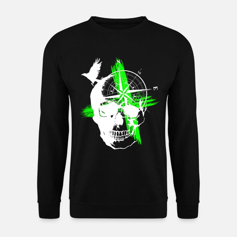 Totenkopf Trash Polka Grün - Unisex Pullover - Schwarz