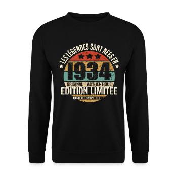 Les légendes sont nées en 1934 - Sweat-shirt Unisexe - noir - Devant - Alina (178cm) & Michal (187cm)