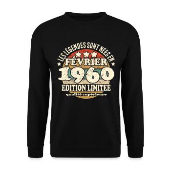Les légendes sont nées en février 1960 - Sweat-shirt Unisexe - noir - Devant - Alina (178cm) & Michal (187cm)