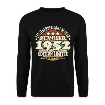 Les légendes sont nées en février 1952 - Sweat-shirt Unisexe - noir - Devant - Alina (178cm) & Michal (187cm)