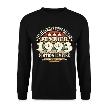 Les légendes sont nées en février 1993 - Sweat-shirt Unisexe - noir - Devant - Alina (178cm) & Michal (187cm)