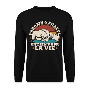Parrain et filleul un lien pour la vie - Sweat-shirt Unisexe - noir - Devant - Alina (178cm) & Michal (187cm)