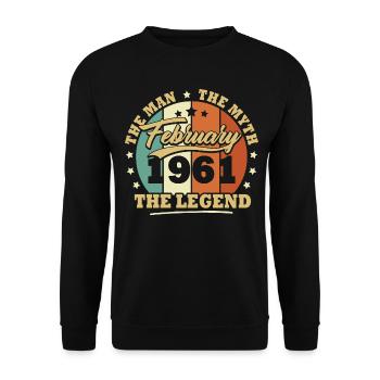 February 1961, 62 years old Birthday Man woman - Unisex Sweatshirt - black - Front - Alina (178cm) & Michal (187cm)