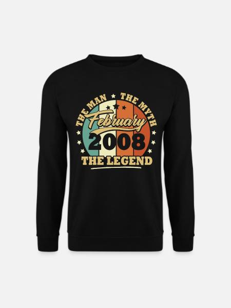 Februar 2008, 15 Jahre alt Geburtstagsjungen und -mädchen - Unisex Pullover - Schwarz