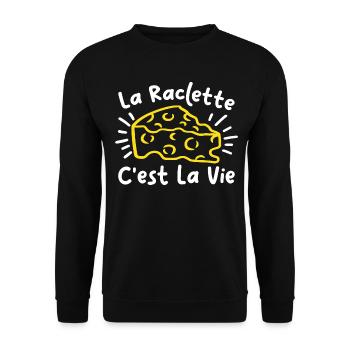 La Raclette C'est La Vie Humour Raclette Fromage - Sweat-shirt Unisexe - noir - Devant - Alina (178cm) & Michal (187cm)