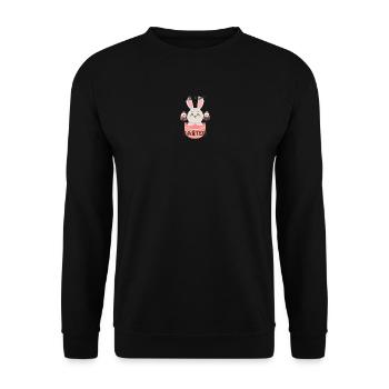 Lapin Paques Rose dans Œuf - Sweat-shirt Unisexe - noir - Devant - Alina (178cm) & Michal (187cm)