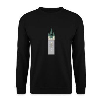 Straubinger Stadtturm bei Nacht - Unisex Pullover - Schwarz - Vorne - Alina (178cm) & Michal (187cm)