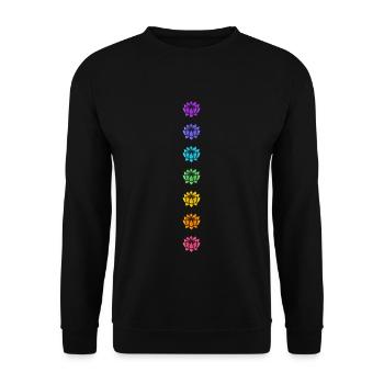 Lotus Chakra Yoga Meditation Festival Regenbogen - Unisex Pullover - Schwarz - Vorne - Alina (178cm) & Michal (187cm)