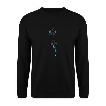 Maori Shark Moon Tattoo - Gift Idea - Unisex Pullover - Schwarz - Vorne - Alina (178cm) & Michal (187cm)