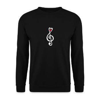 Musique, notes, coeur, classique, clef sol, Choir, - Sweat-shirt Unisexe - noir - Devant - Alina (178cm) & Michal (187cm)