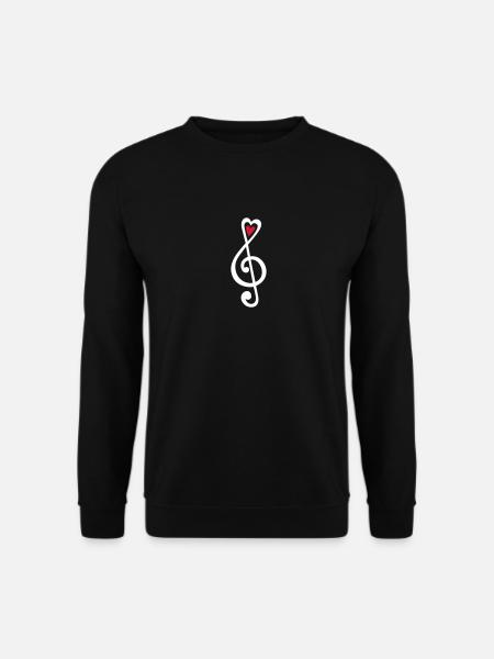 Musik, Herz Noten, Klassik, Notenschlüssel, Chor - Unisex Pullover - Schwarz