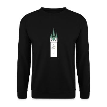 Straubinger Stadtturm - Unisex Pullover - Schwarz - Vorne - Alina (178cm) & Michal (187cm)