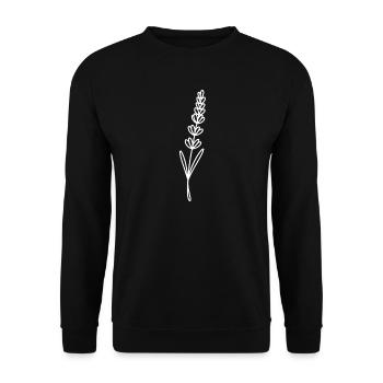 Lavender Line Art on Black - Unisex Sweatshirt - black - Front - Alina (178cm) & Michal (187cm)