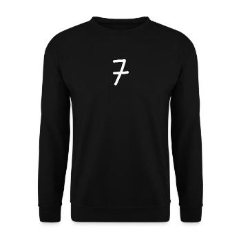 7 Nummer sieben Zahl weiß Geburtstag - Unisex Pullover - Schwarz - Vorne - Alina (178cm) & Michal (187cm)