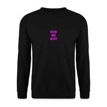 Geh mit oder beiseite - Unisex Pullover - Schwarz - Vorne - Alina (178cm) & Michal (187cm)