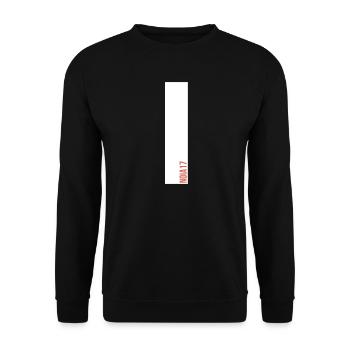 NOIA17 Streetwear mit weissem Balken - Unisex Pullover - Schwarz - Vorne - Alina (178cm) & Michal (187cm)