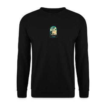 Illustration d'un Bouquetin dans Parc du Vercors - Sweat-shirt Unisexe - noir - Devant - Alina (178cm) & Michal (187cm)