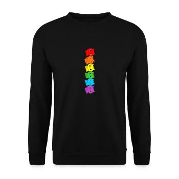 Lustige LGBT Katze Stapel Regenbogen Gay Pride Katzenliebhaber - Unisex Pullover - Schwarz - Vorne - Alina (178cm) & Michal (187cm)