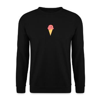 Eis Eiscreme Erdbeereis - Unisex Pullover - Schwarz - Vorne - Alina (178cm) & Michal (187cm)