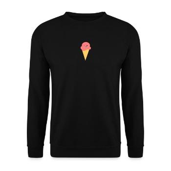 Eis Eiscreme Erdbeereis - Unisex Pullover - Schwarz - Vorne - Alina (178cm) & Michal (187cm)