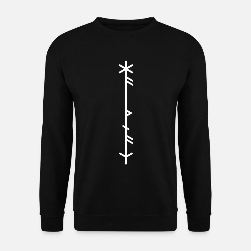 Haithnaz "Heathe(n)/heidnisch" Runenstab, QRF0© - Unisex Pullover - Schwarz