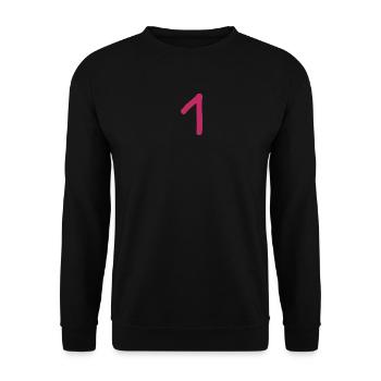 1 Nummer eins Zahl rosa rot Geburtstag - Unisex Pullover - Schwarz - Vorne - Alina (178cm) & Michal (187cm)