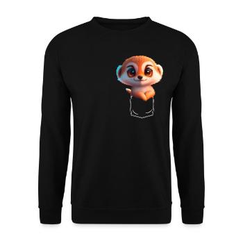 Suricate ludique dans la poche de poitrine - Sweat-shirt Unisexe - noir - Devant - Alina (178cm) & Michal (187cm)
