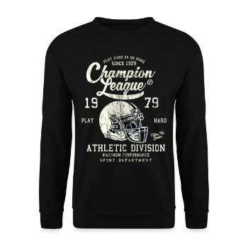 CHAMPION LEAGUE - American Football Shirt Motiv - Unisex Pullover - Schwarz - Vorne - Alina (178cm) & Michal (187cm)