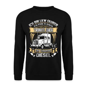 Ich bin LKW Fahrer - Unisex Pullover - Schwarz - Vorne - Alina (178cm) & Michal (187cm)