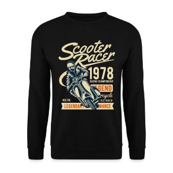 1978 ROLLER RACER - Moped Scooter Shirt Motif - Unisex Sweatshirt - black - Front - Alina (178cm) & Michal (187cm)