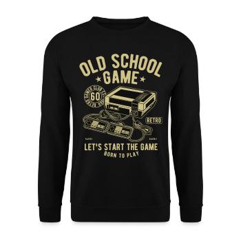 Old School Game Videogame Gaming Retro Vintage - Unisex Pullover - Schwarz - Vorne - Alina (178cm) & Michal (187cm)