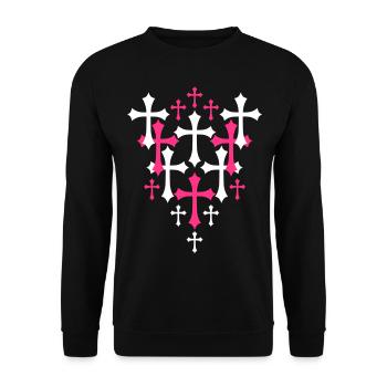 03 Modèle Croix gothique - Sweat-shirt Unisexe - noir - Devant - Alina (178cm) & Michal (187cm)