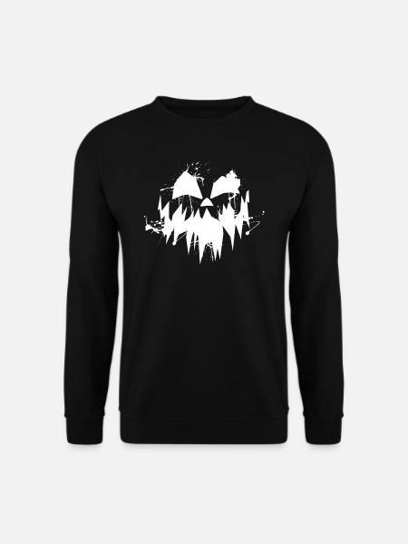Kürbis Gesicht weiss Halloween - Unisex Pullover - Schwarz