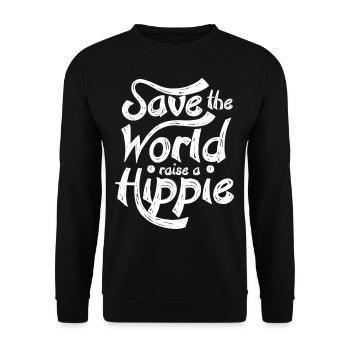 Sauver Le Monde - Mouvement hippie des années 70 - Sweat-shirt Unisexe - noir - Devant - Alina (178cm) & Michal (187cm)