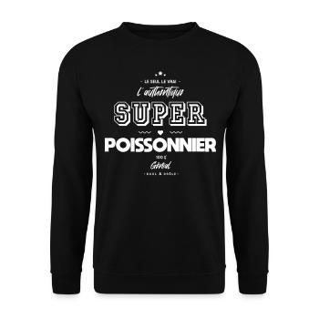 L authentique super poissonnier génial - Sweat-shirt Unisexe - noir - Devant - Alina (178cm) & Michal (187cm)
