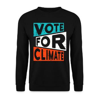 Climate change slogan: VOTE FOR CLIMATE - Unisex Sweatshirt - black - Front - Alina (178cm) & Michal (187cm)