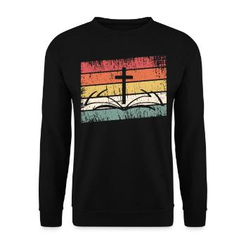 Jesus Christus - Christliches Shirt - Kreuz, Bibel - Unisex Pullover - Schwarz - Vorne - Alina (178cm) & Michal (187cm)