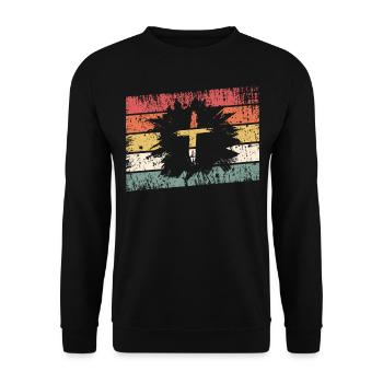 Jesus Christus - Christliches Shirt - Kreuz - Unisex Pullover - Schwarz - Vorne - Alina (178cm) & Michal (187cm)
