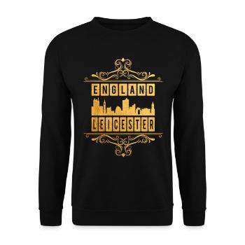 Leicester England UK City Skyline Gold Ornament - Unisex Sweatshirt - black - Front - Alina (178cm) & Michal (187cm)