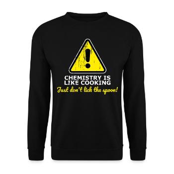Chemie Kochen Löffel ablecken Gefahr - Unisex Pullover - Schwarz - Vorne - Alina (178cm) & Michal (187cm)