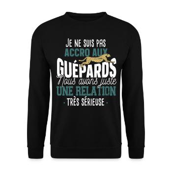 Guépard Jaguar Léopard Cadeau Animal Humour Wild - Sweat-shirt Unisexe - noir - Devant - Alina (178cm) & Michal (187cm)