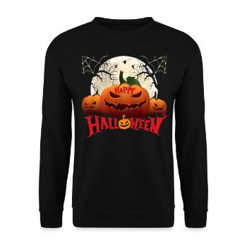 Halloween Kuerbis Zombie Hexe Vampir Kostuem - Unisex Pullover - Schwarz - Vorne - Alina (178cm) & Michal (187cm)