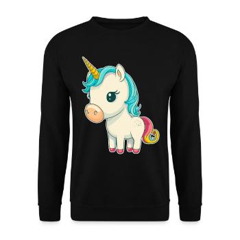 Licorne colorée douce mignonne bande dessinée bande dessinée - Sweat-shirt Unisexe - noir - Devant - Alina (178cm) & Michal (187cm)