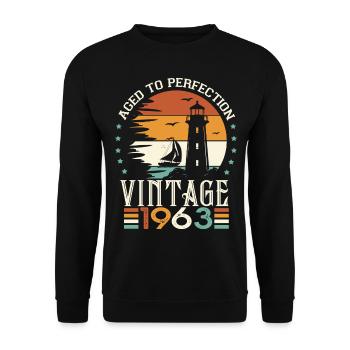1963 Anniversaire 60 Ans Chemise De 1963 - Sweat-shirt Unisexe - noir - Devant - Alina (178cm) & Michal (187cm)
