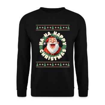 Funny Santa Claus laughs at Christmas Funny - Unisex Sweatshirt - black - Front - Alina (178cm) & Michal (187cm)
