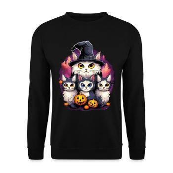 Halloween Chats Sorcières Citrouille Costume Effrayant - Sweat-shirt Unisexe - noir - Devant - Alina (178cm) & Michal (187cm)