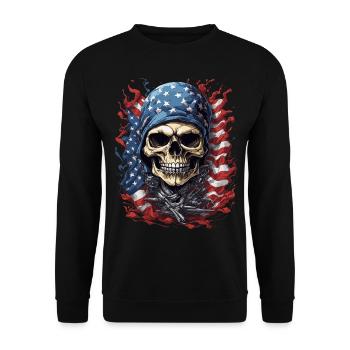 Drapeau de la fierté : Crâne américain - Sweat-shirt Unisexe - noir - Devant - Alina (178cm) & Michal (187cm)